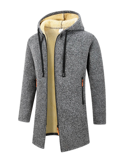 Herr Lång Vinterjacka med Fleece – Varm Vindskyddande Hoodie med Dragkedja, 4 Färger, Storlek S–XXXL