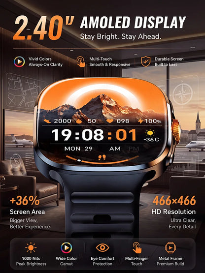 2026New 5G SIM Smart Watch 2.4" AMOLED 8+128GB GPS+NFC WIFI 1000W HD Camera IP68Waterproof Health Monitor Android Smartwatch Men