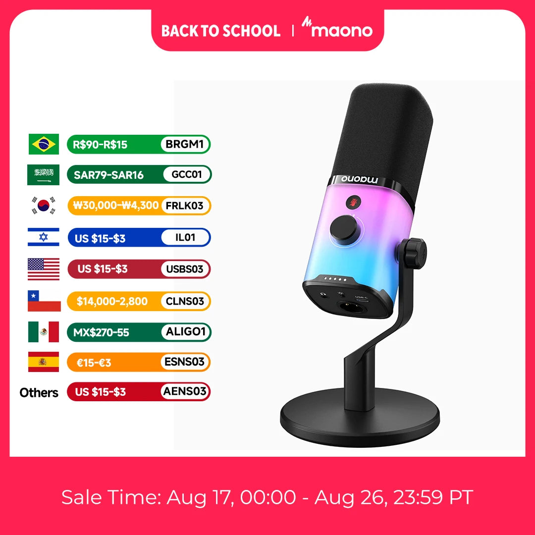 Maono PD100X RGB Gaming Microphone USB/XLR Dynamic Mic with Noise Reduction Mute Headphone Jack Mic for Gaming Streaming Podcast