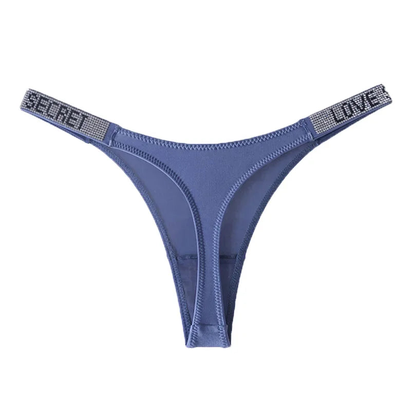 Lågskurna sexiga trosor med strass och bokstäver G-string sporttstring S-XL