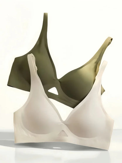 Women's Seamless Bra Push-Up Bralette With Pads U-Shape Back Non-wire Underwear Mesh Splice Breathable V-Neck Sexy Lingerie S-XL