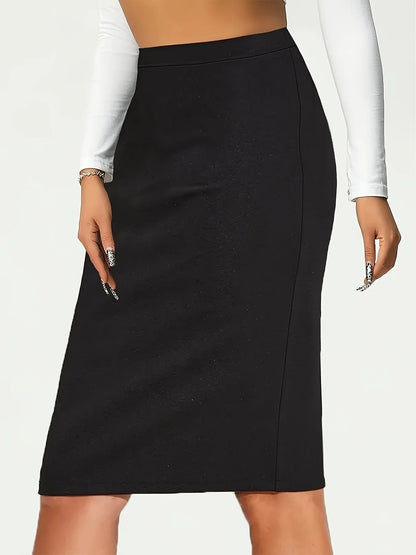 Dam Plus Size Kjol Ankellång – Enfargad Elegant Slim Fit Justerbar Midja Vår/Sommar, Svart 1XL–4XL