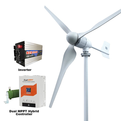 SMARAAD Horisontell Vindturbin 3kW/8kW – Låg Startvindhastighet Hybrid Sol+Vind Off-Grid Batterisystem 12–96V EU-lager Polen CE