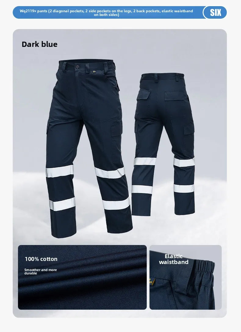 Men's Work Pants for Electricians, Auto Repair, Reflective Strips, Construction Site Trousers, Loose Labor Protection Pants Over