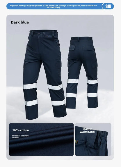 Men's Work Pants for Electricians, Auto Repair, Reflective Strips, Construction Site Trousers, Loose Labor Protection Pants Over
