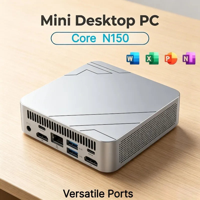 2026 NEW Portable Mini Computer Intel Core N150 with 1TB/2TB SSD, RAM, Versatile Ports for Gaming, Office Study.