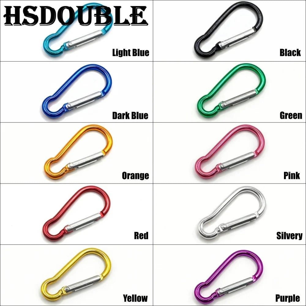 5-100Pcs Aluminum Carabiner Key Chain Clip Outdoor Camping Keyring Snap Hook Water Bottle Buckle Kit Climbing Accessories