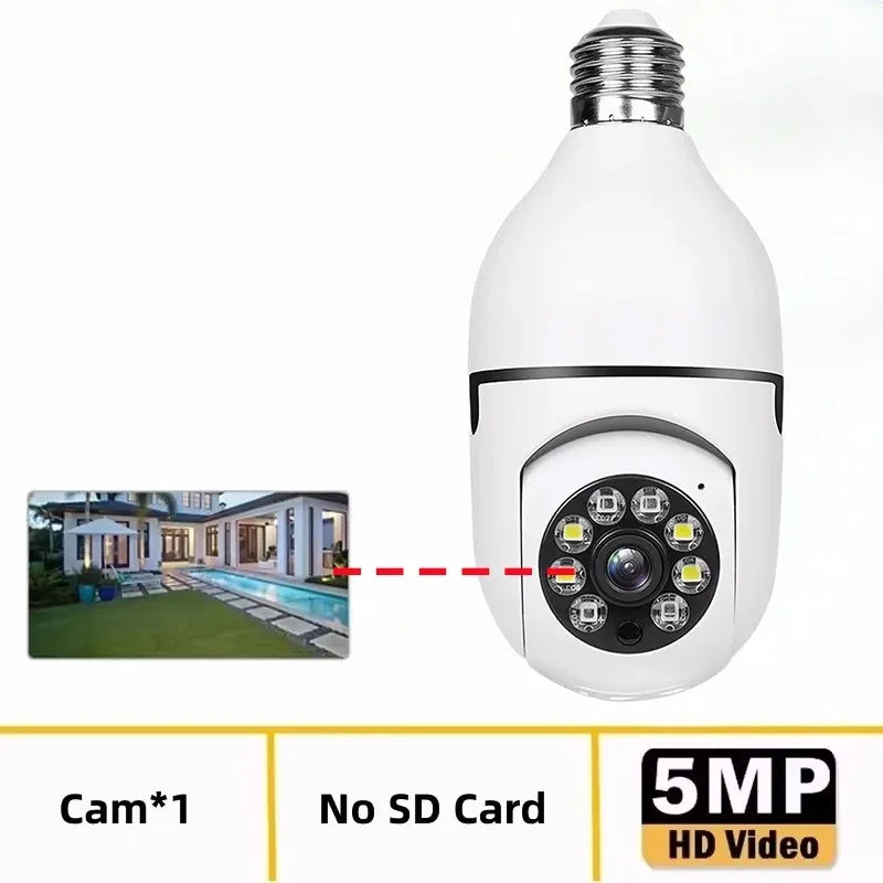 8MP WiFi IP Camera E27 Bulb Cam Wireless Baby Monitor Pet Cameras 5MP SmartLife Indoor AI Tracking Security Video Surveillance