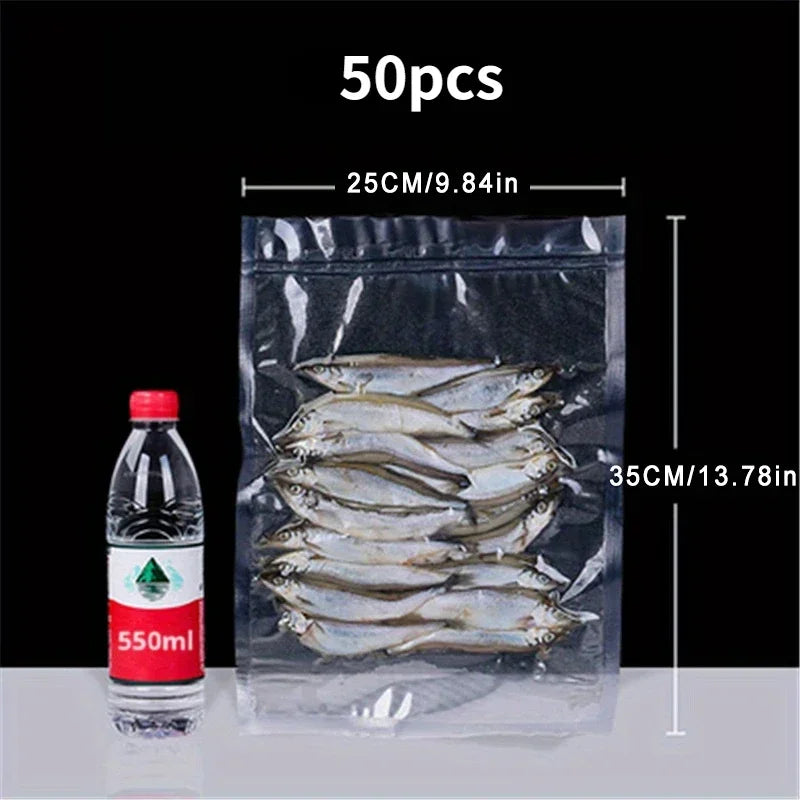 Vakuumpåsar 50-pack – Lufttäta påsar för Mat, Kött & Grönsaker
