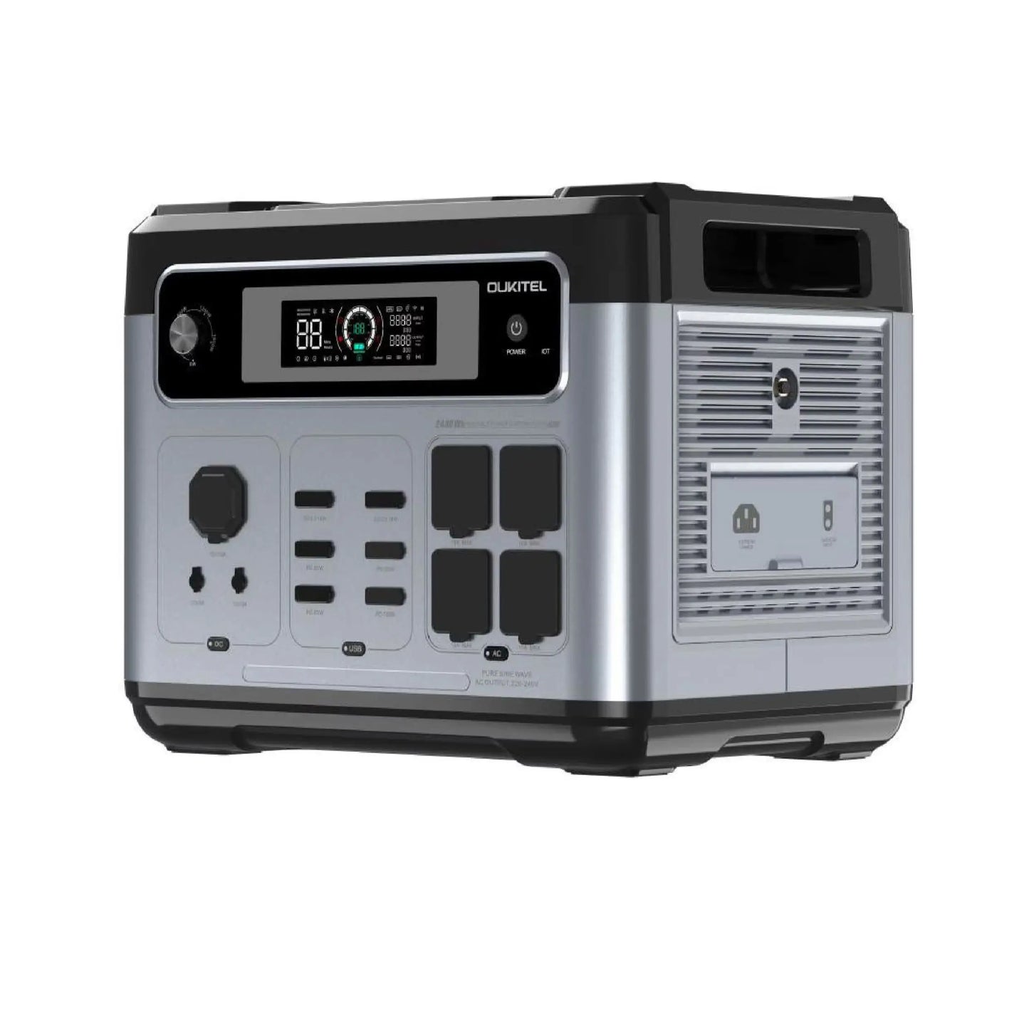 OUKITEL P2400E 2400W Portable Power Station 2048Wh LiFePO4 Battery Solar Generator with UPS, Pure Sine Wave AC Output, Fast Recharge, Home Backup Power Supply for Camping, RV, Outdoor, Emergency