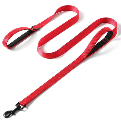 1.2/1.5/1.8m Two Handle Heavy Duty Double Handle Nylon Dog Leash For Training Control Guard Rope Walking Cats Dogs Harness Lead