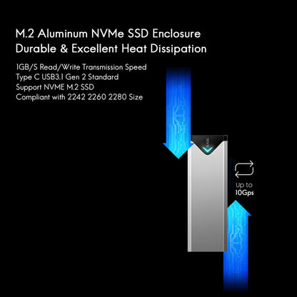 SSK M.2 NVME SATA SSD Enclosure Adapter USB 3.2 10Gbps Aluminum Enclosure External Hard Drive Case Support UASP Trim for PC Case