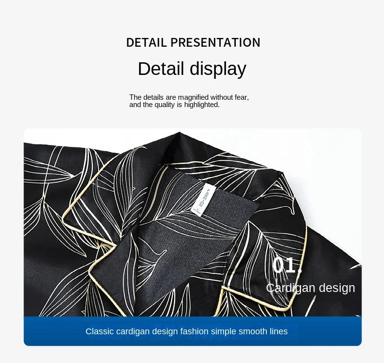 Fashion Summer Autumn 3 Piece Silk Men Pajamas Set Short Sleeve Shorts Oversize Homewear Lapel Collar Loungewear Pijamas for Man