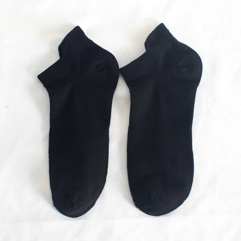 10 Pairs 100% Cotton Men Socks Summer Thin Breathable Socks High Quality No Show Boat Socks Black White Gray Short For Students