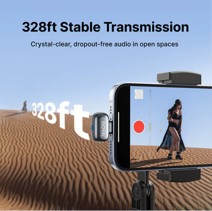 BOYA Mini 2 Wireless Lavalier Microphone AI Noise Reduction Mini Mic for iPhone 6-14/15-17 USB-C Android Phone Video Recording