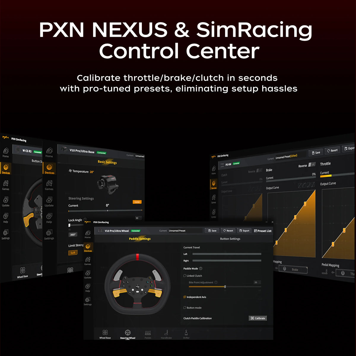 PXN V10 Ultra Direct Drive Wheel Kit, 3.2Nm Force Feedback Racing Wheel with Hall Effect Pedals, 4-Paddle Design, APP Enabled for PC/PS4/Xbox
