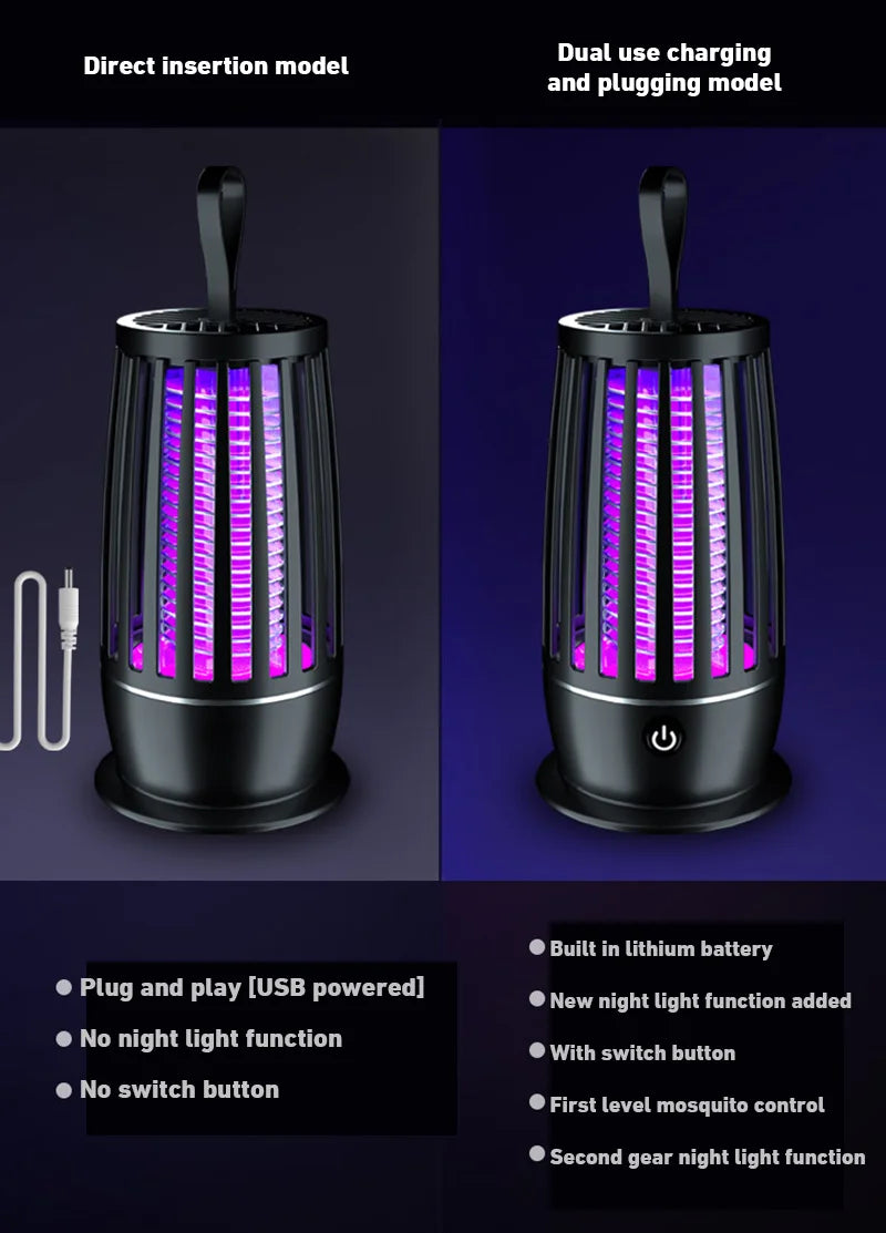 2026 USB Rechargeable Fly Trap Electric Mosquito Killer Lamp Mute Insect Repellent For Outdoor Indoor Anti Mosquito Zapper New
