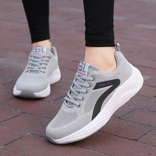 Dam sportskor i flyknit – Andningsbara, löpning, casual, snörning, storlek 35–42, 3 färger