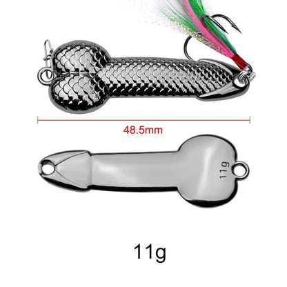 Metal Penis Spoon Lure 3g 7g 11g 15g 21g 28g 36g Hard Bait Tackle Sequin Vibrating Fishing Lure Artificial Bait Feather Hook VIB