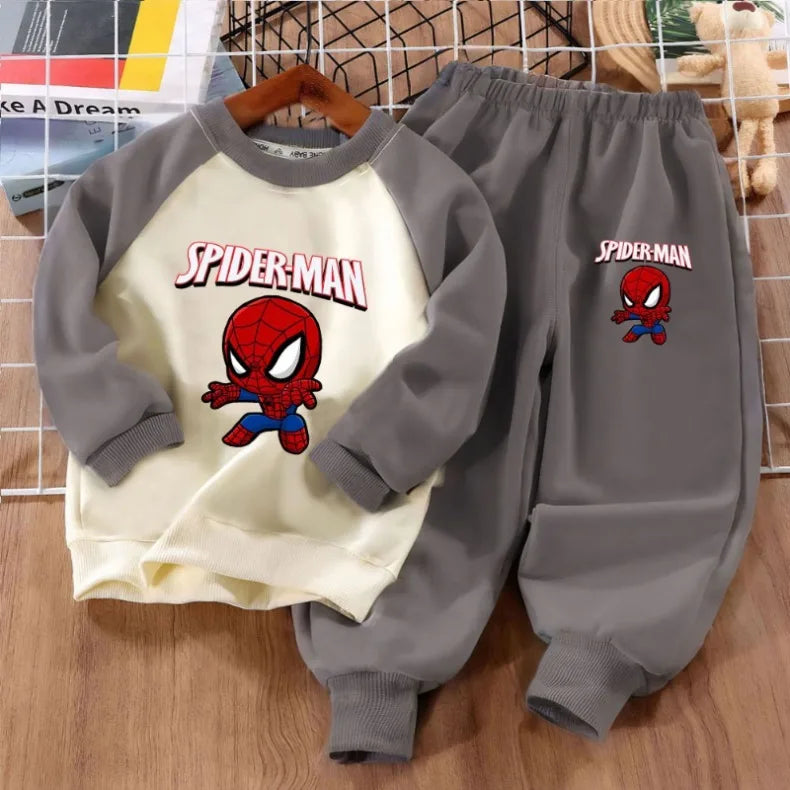 New Fashion Cartoon Print Boys Spliced Sweatshirts Two Piece Sets Kids O Neck Hoodies and Long Pant 2pcs Sets Kids Sport Clothes
