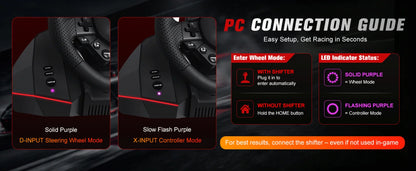 Racing Wheel Simulator For PS5/PS4/PC RGB Gaming Steering Wheel 270°&900° Volante Adjustment Macro Hall 3-Pedal Gear Lever Set