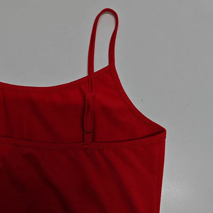 Summer New Simple Solid Color Strap Women's Fashion Versatile and Sexy Bareback Camisole With Adjustable Shoulder Straps Tops