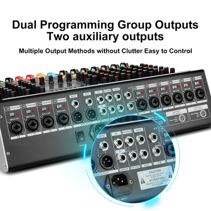 Depusheng AG8/AG12 ljudmixer med Bluetooth och 99 DSP-effekter