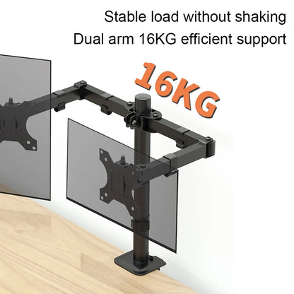 2-Way Monitor Holder Double Table Mount Rotatable Desk Mount 15-32 "Monitor Arm VESA Screen Mount
