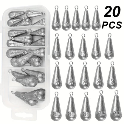 Fishing Weights Sinkers, 10 Sizes Teardrop-Shaped Fishing Lead Sinkers, Bass Casting Drop Shot Weights for Saltwater Freshwater