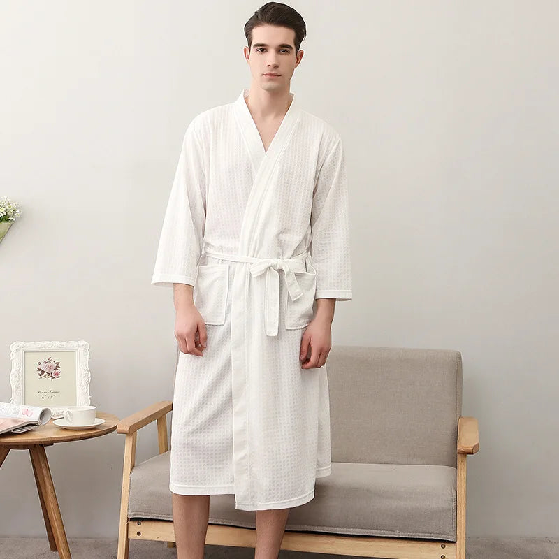 Unisex Kimono Badrock Lång – Lätt Mjuk Sommar & Höst Loungewear, 17 Färger M–3XL