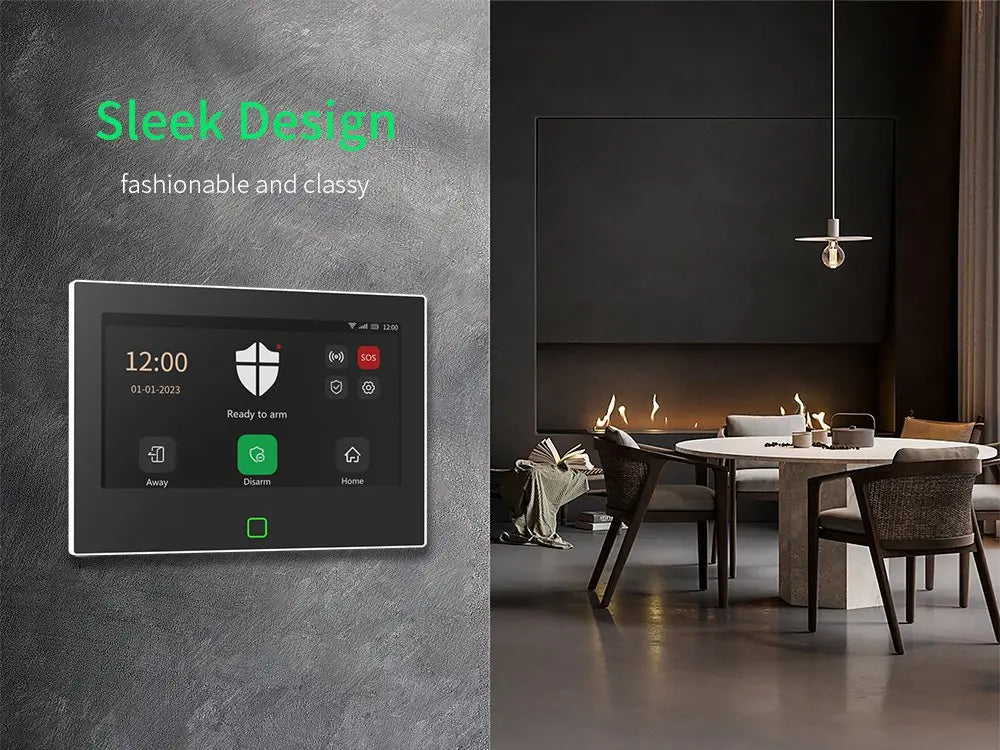 Staniot SecPanel 7" 4G WiFi Larmsystem – 5000mAh Batteri 120dB Siren Alexa Google 150 Zoner Tuya App 10 Språk CE RoHS
