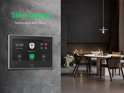 Staniot SecPanel 7" 4G WiFi Larmsystem – 5000mAh Batteri 120dB Siren Alexa Google 150 Zoner Tuya App 10 Språk CE RoHS
