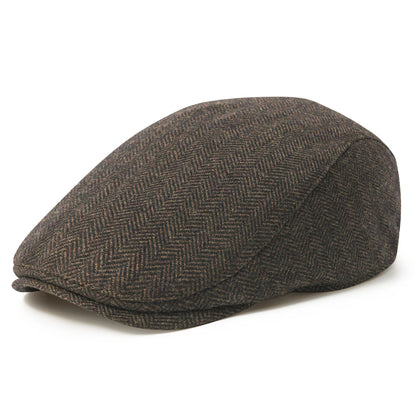 FEINION Men's Herringbone Flat Ivy Newsboy Hat Wool Blend Gatsby Cabbie Cap Winter Outdoor Hunting Cap