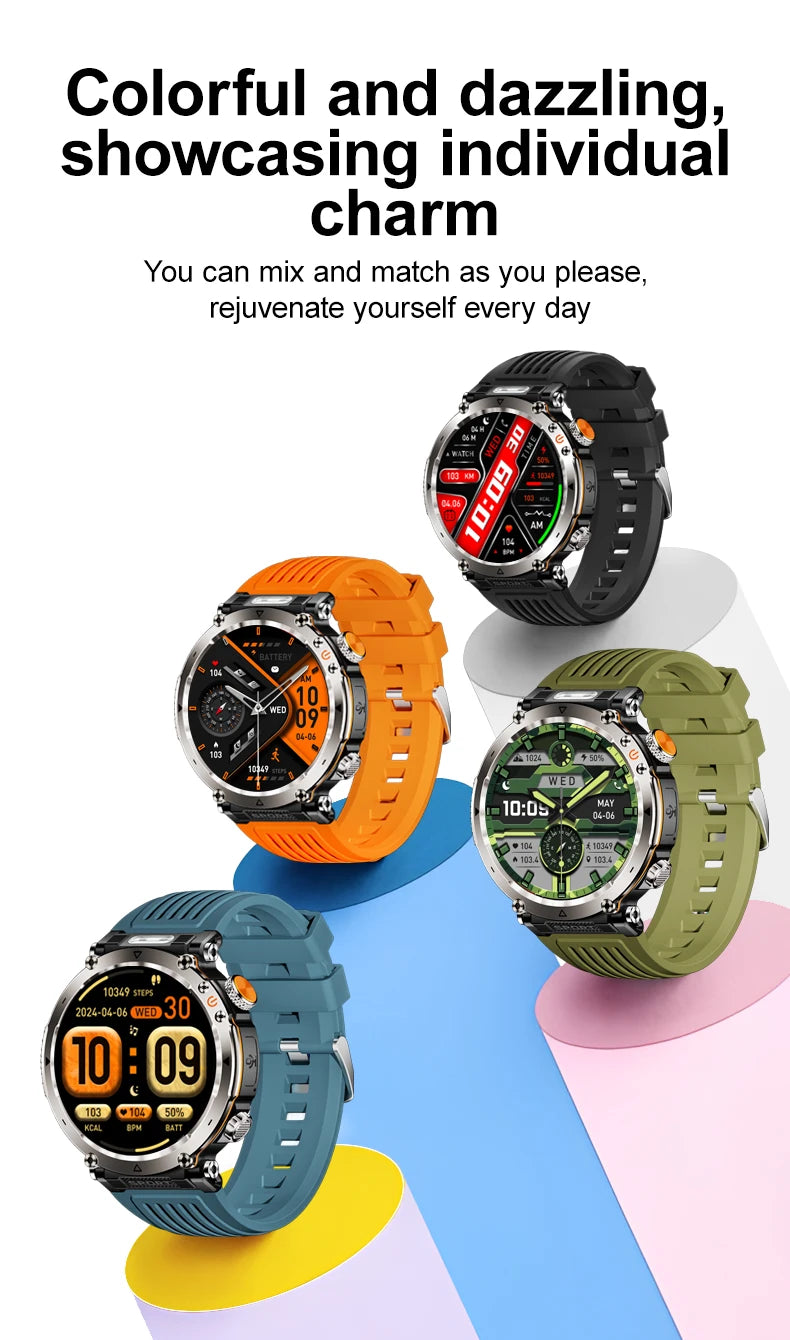 HT30 Smart Watch 2026 New Fashion Luxury 5ATM Waterproof GPS Compass AMOLED Display 366x366 Outdoor Sport Heart Rate Monitor IP6
