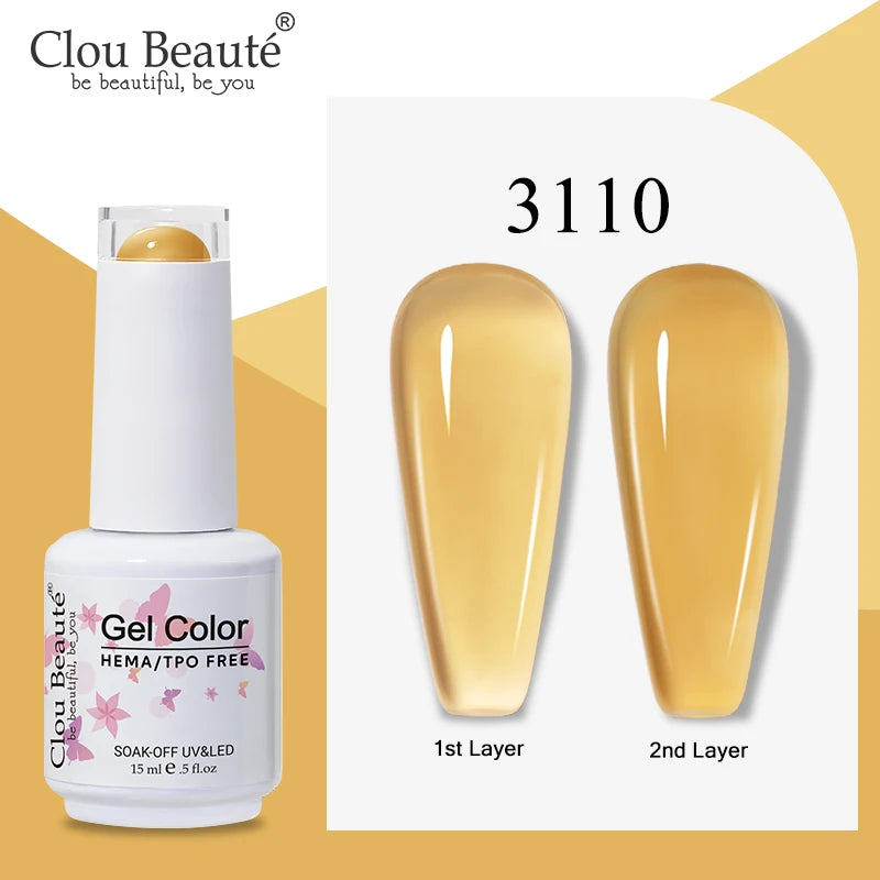 Clou Beaute Semi-transparent Jelly Color UV Gel Manicure Gel Nail Nail Supplies For Professionals Semi-permanent Varnish 15ml