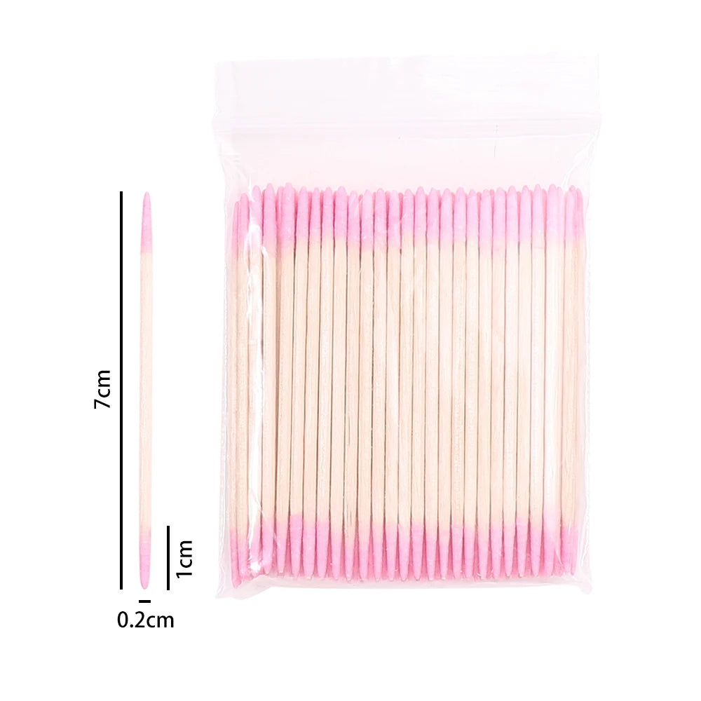 1/2/5/10PCS Nails Disposable Wood Cotton Swab Double Head Clean Sticks Manicure Cuticle Pusher Nail Polish Remover Art Tool