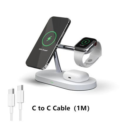 TIMESS 3-i-1 trådlös laddstation för iPhone, Apple Watch och AirPods
