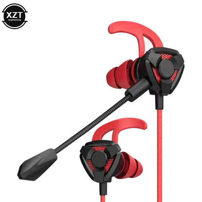 WYMECT Gaming In-Ear Headset med Mikrofon – 3,5mm Aktiv Brusreducering 120cm PUBG PS4 CSGO Telefon Surfplatta Laptop Svart Röd