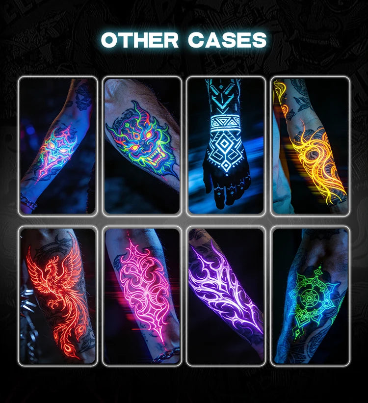 UV Airbrush Tattoo Ink 15ml Fluorescent Body Paint for Festival Waterproof Temporary Tattoo Last 3–7 Days Skin Safe Easy Removal