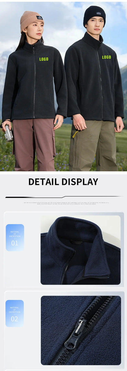 Custom Men Women's Fleece Thermal Hiking Jacket Outdoor Sports Climbing Trekking Camping Windbreaker Warm Coat For Men ﻿