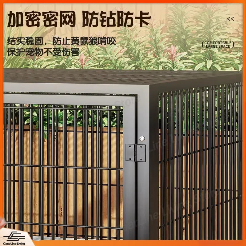 Large Heavy Duty Dog Crate for Large Medium Dogs Indoor Outdoor Portable Foldable Metal Wire Kennel with Tray for Labrador