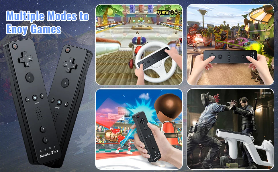 Nintendo Wii Trådlös Handkontroll 2-i-1 – Med/Utan MotionPlus, Silikonskål, Bluetooth, Wii/Wii U/Wii Mini
