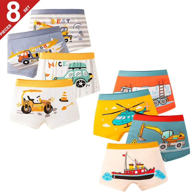 Pojkboxers 4/8/16-pack – 95% Bomull Andningsbar Mjuk Bil/Dinosaurie-motiv Storlek M–2XL (3–14 år)