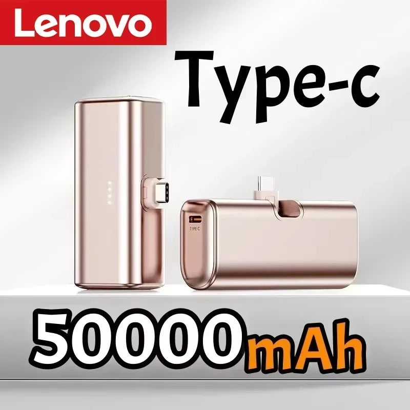 Lenovo 500000mAh Mini Power Bank 225W Fast Charging USB C Portable Charger for iPhone 16 15 Android Phones and Travel Use