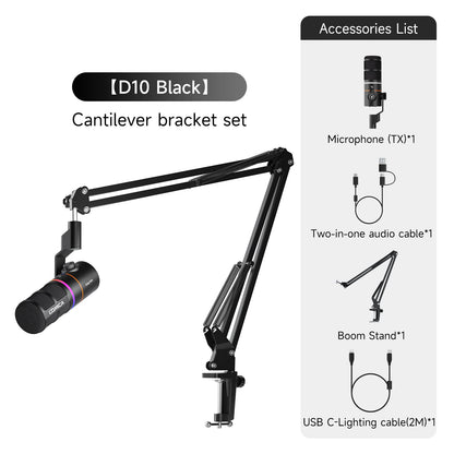 COMICA D10 PRO RGB Cardioid USB/XLR Dynamic Wireless Microphone Gaming Mic Voice Noise Reduction for Streaming Interview Podcast