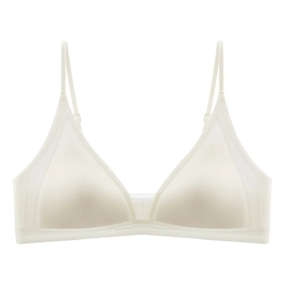 Thin Satin Wireless Deep V Bra Shockproof Anti-sagging Push Up Underwear Gathered Breasts Lingerie Seamless Bras Summer Spring