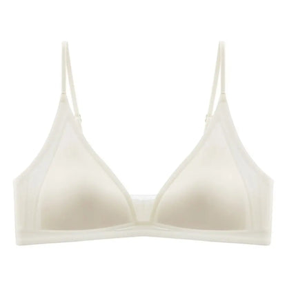 Thin Satin Wireless Deep V Bra Shockproof Anti-sagging Push Up Underwear Gathered Breasts Lingerie Seamless Bras Summer Spring