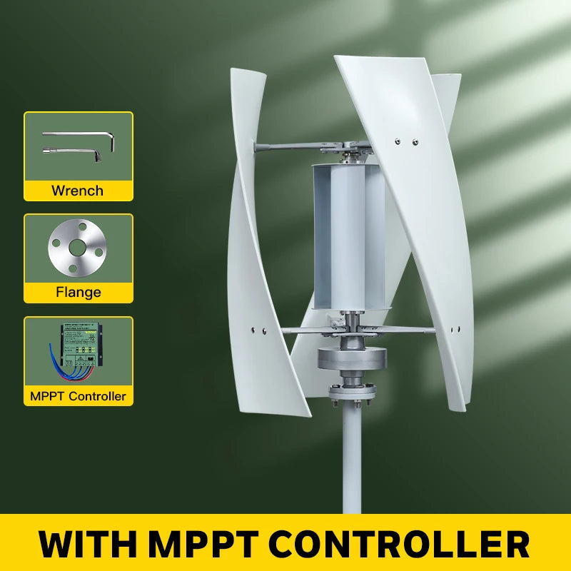 SMARAAD Vertikal Vindturbin 2kW – Magnetisk Dynamo MPPT Boost Hybrid Sol+Vind Off-Grid Inverter 220V, EU-lager Polen