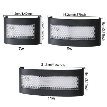 LED Vägglampa Aluminium – Varmvit 3000K, Svart, 7–11W, Vattentålig, Ute & Inne, 85–265V