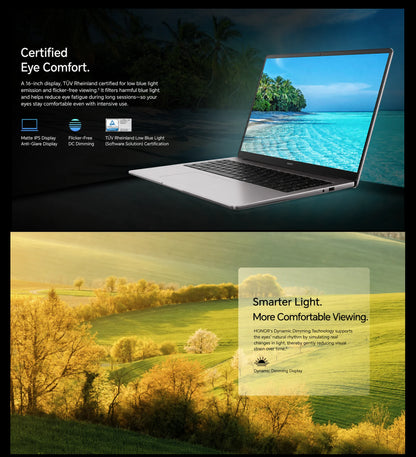 HONOR MagicBook X16 AMD 2025 Laptop 16 Inch  AMD Ryzen 5 6600H Processor AMD Radeon 660M Graphics, 40W Boosted‑Performance Mode, Slim Laptop for Work, Study & Light‑Entertainment